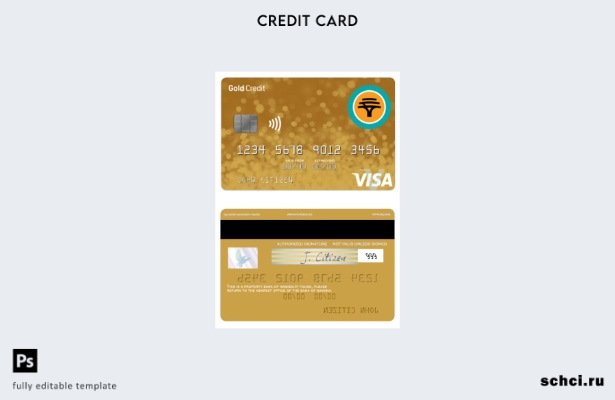 цифровая загрузка шаблона золотой кредитной карты Visa Namibia First National Ba